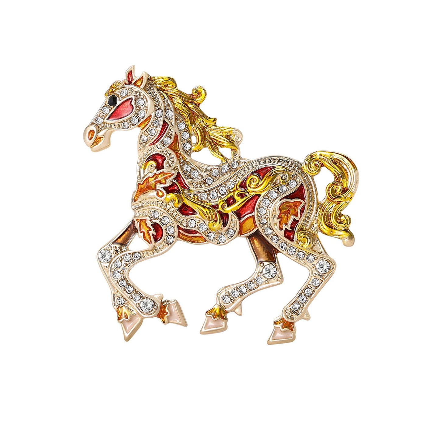 Women's Luxury Jewelry Box Horse Brooch Ornament Souvenir Gift Horse Year Mascot High-end Dress Needle