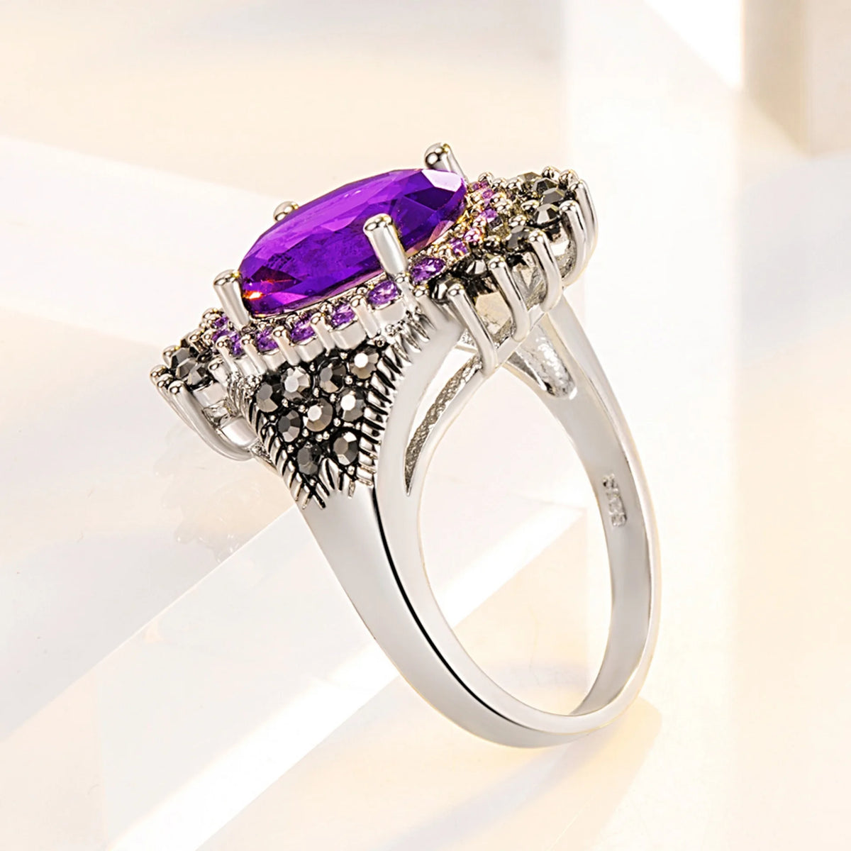 Big 925 Sterling Silver Vintage Women Ring Simplicity Fashion Exquisite Student Girlfriend Jewelry Accessories Wedding Party