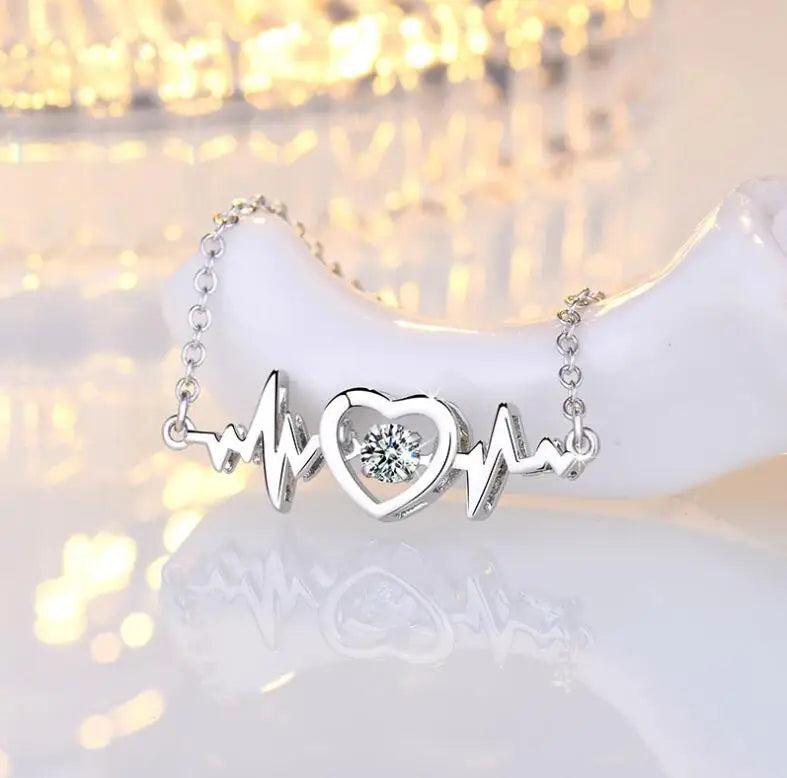 925 Sterling Silver Necklace Pendant Romance Heart Zircon High Quality For Woman Fashion Wedding Engagement Jewelry Gift