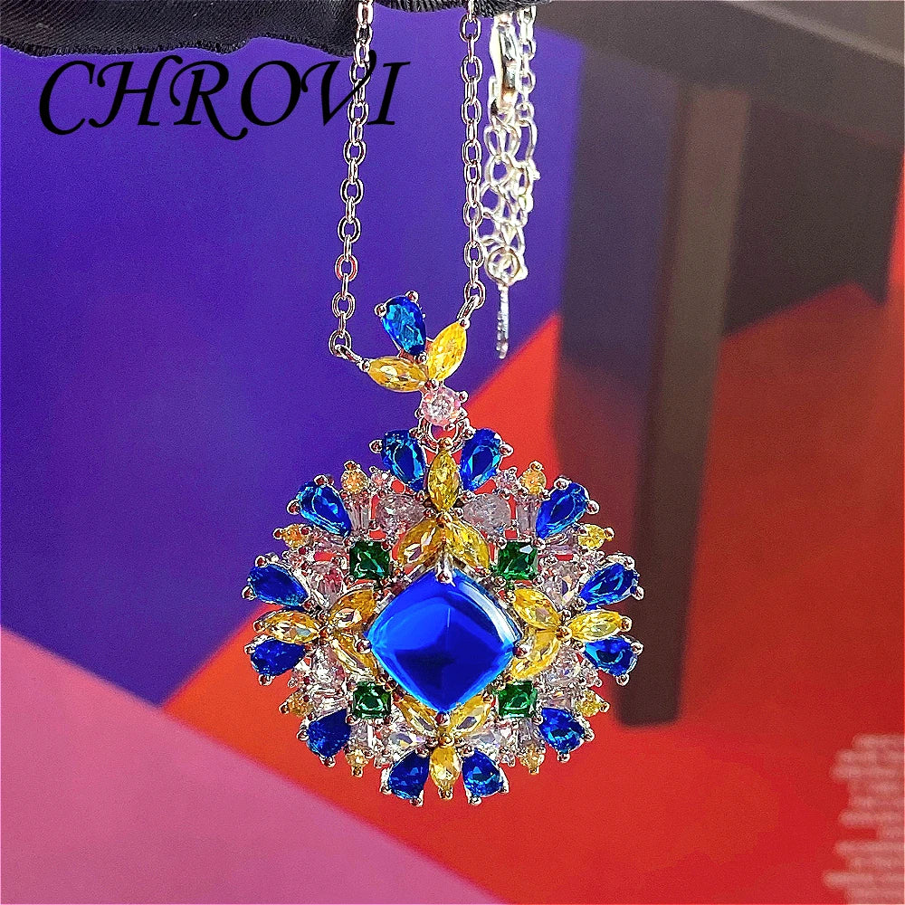 Exquisite 925 sterling silver new pendant necklace with gemstones, color-matched and eclectic style pendant for women