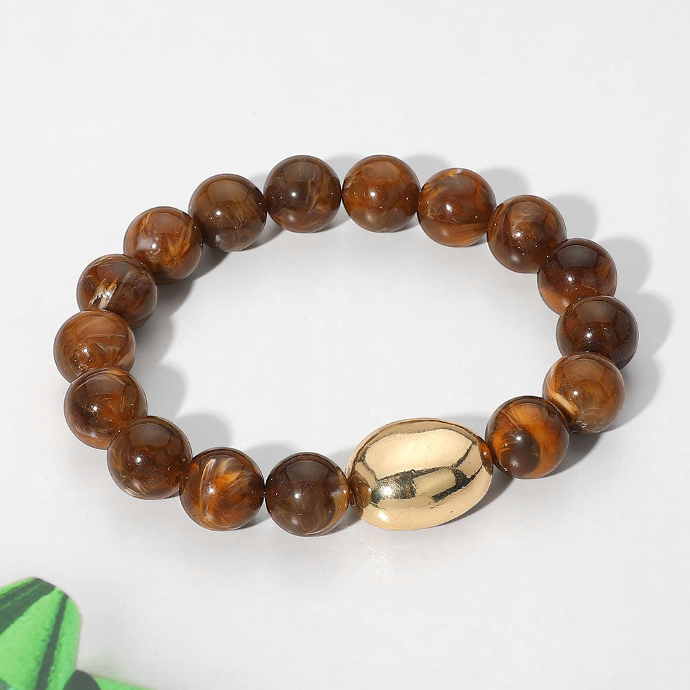 Marbled Resin Ball Beaded Stretch Bracelet