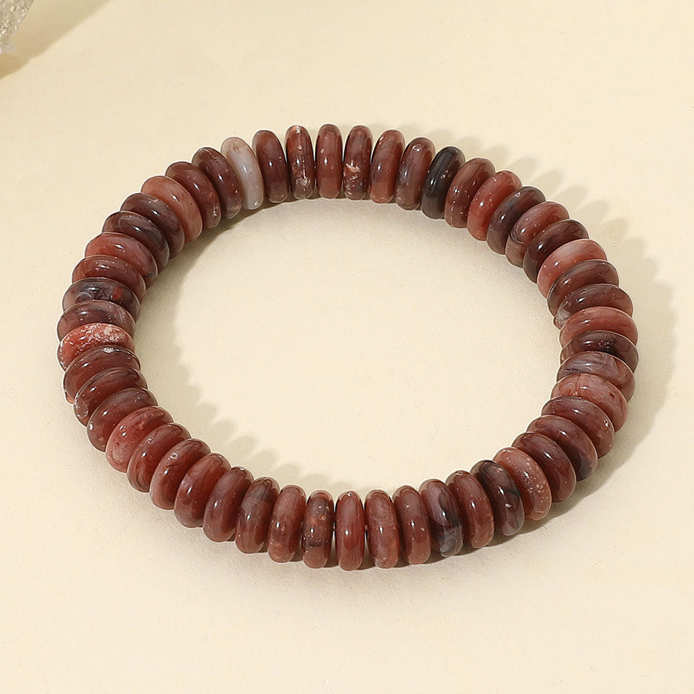 Marbled Flat Disc Beaded Stretch Bracelet