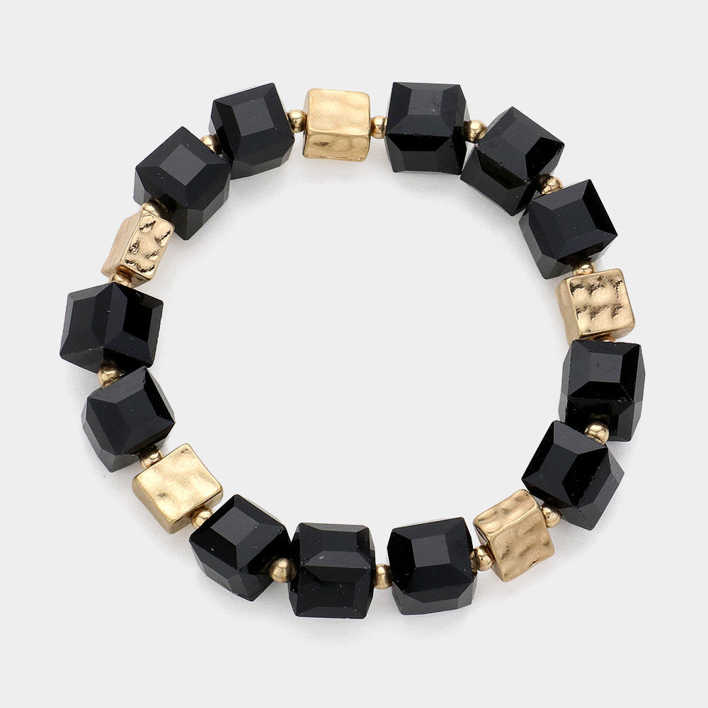 Cube Beaded Stretch Bracelet