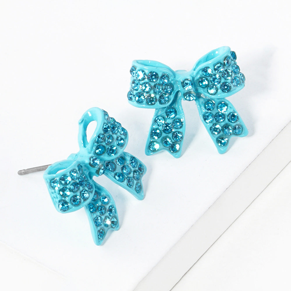 Pave bow stud earrings