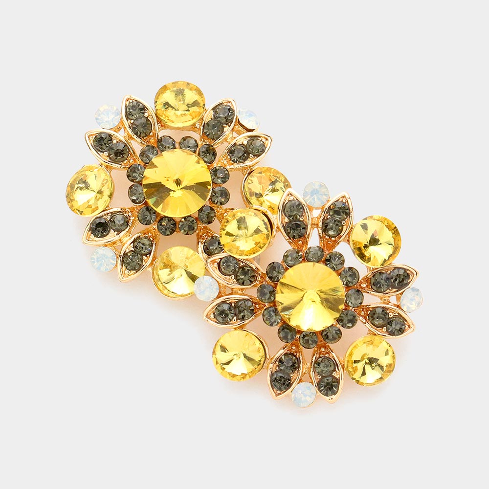 Floral Bubble Stone Embellished Stud Evening Earrings