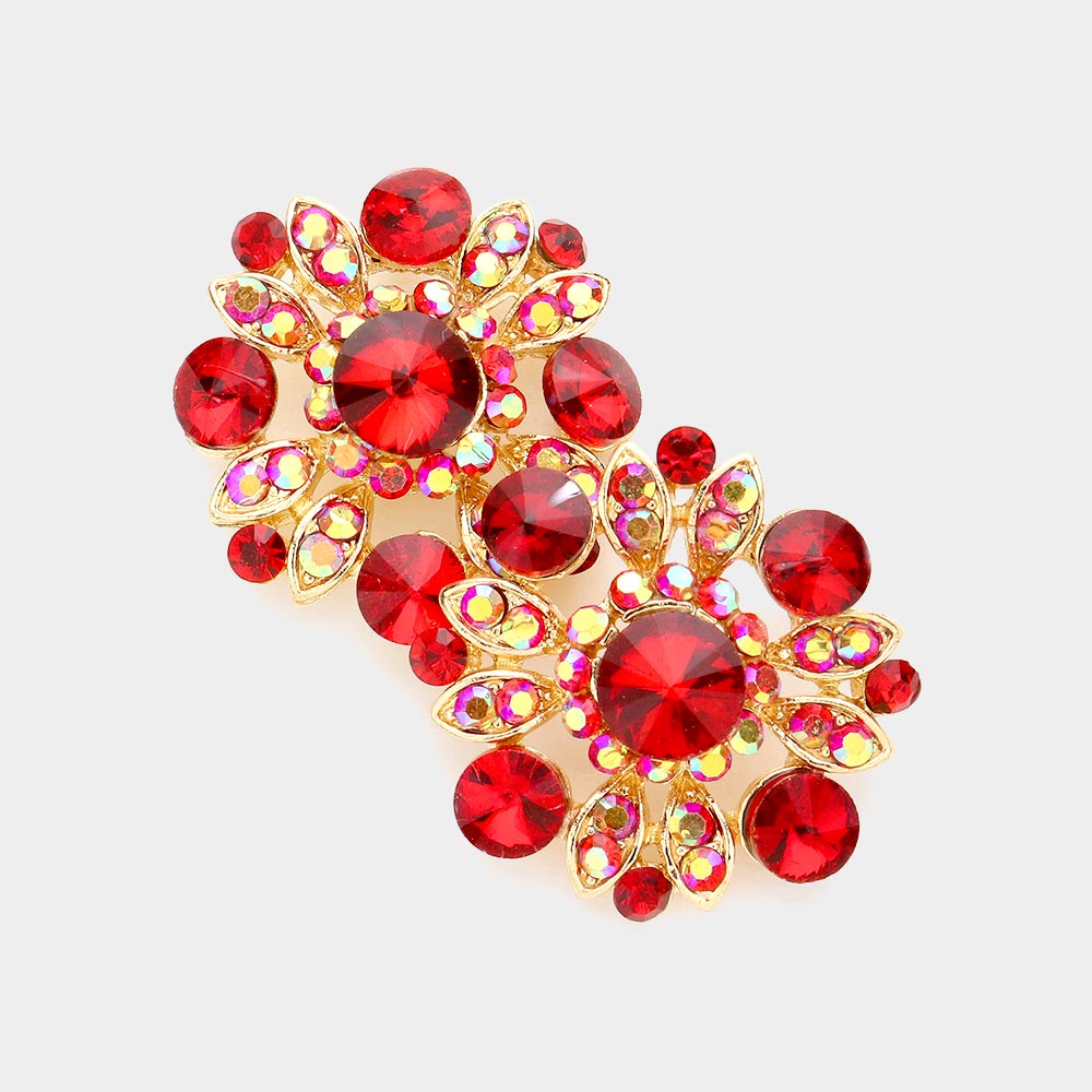 Floral Bubble Stone Embellished Stud Evening Earrings