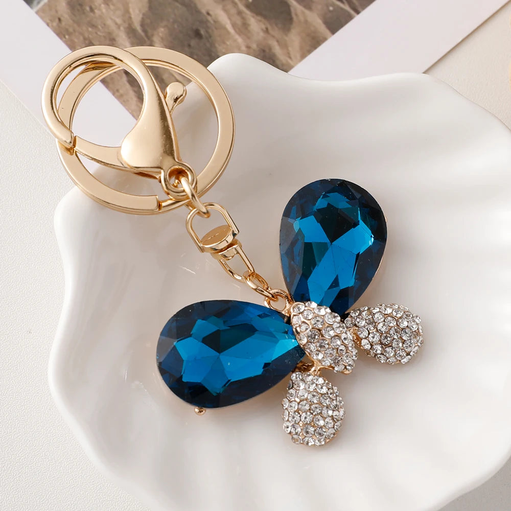 EASYA 2024 New Butterfly Keychain Collection Rhinestone Crystal Inlaid Car Pendant Handicrafts