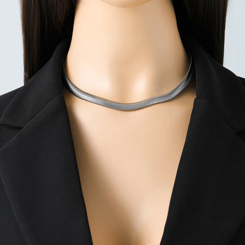 EILIECK 316L Stainless Steel High Quality Chain Collar Necklace For Women Silver Color Neck Chain Trendy Fashion Jewelry Bijoux