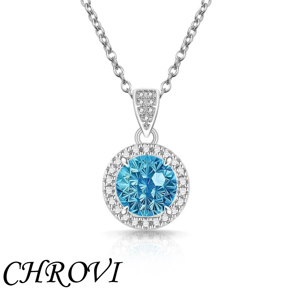 Luxurious 925 sterling silver gemstone princess square pendant necklace - fashionable and versatile
