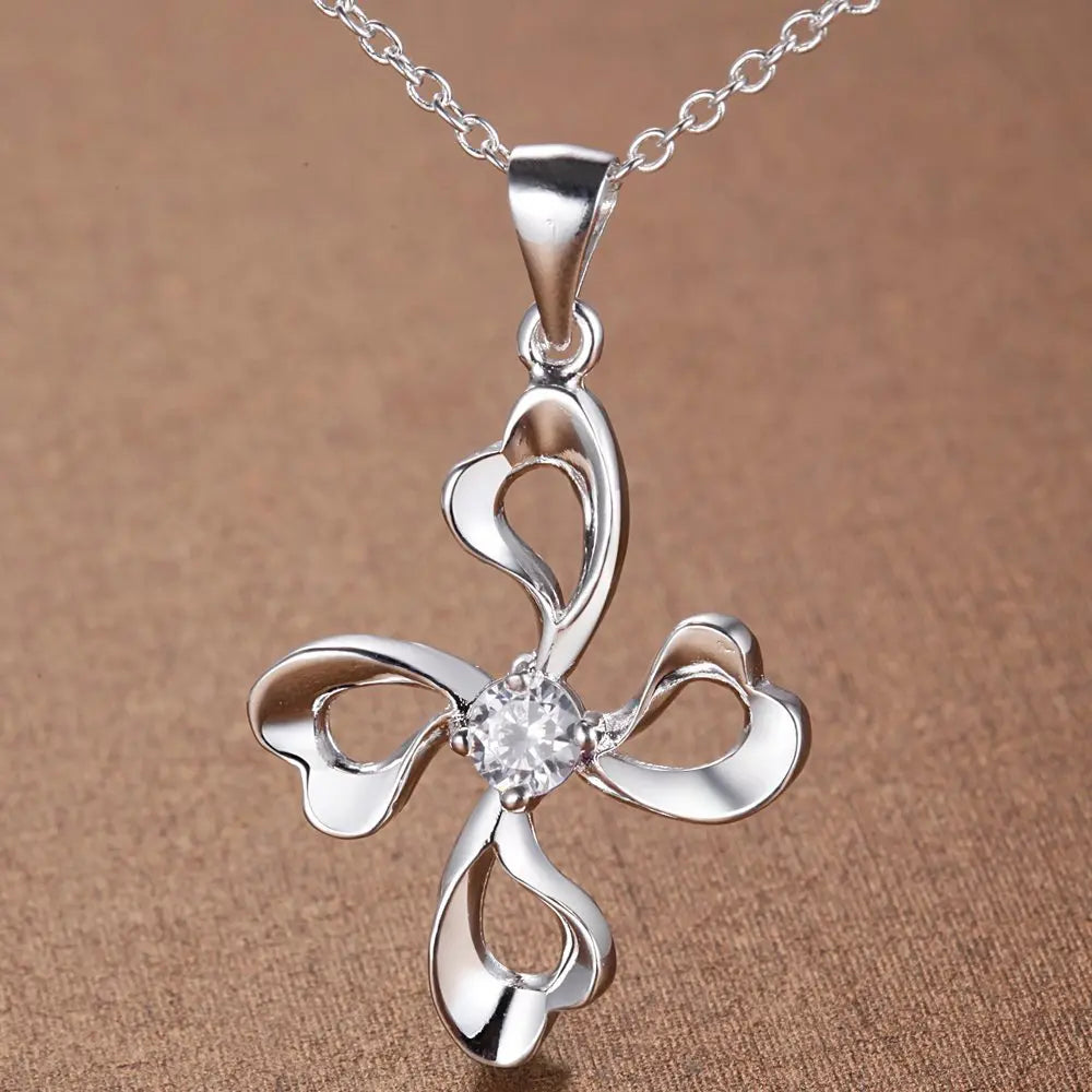 New 925 Sterling Silver Necklace Pendan Cross Beautiful For Women Exquisite Student Girlfriend Jewelry Accessories Wedding Gift