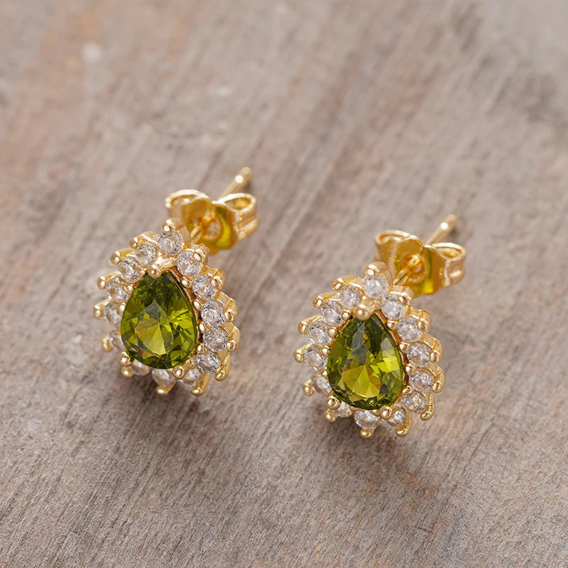Huitan Minialist Pear Shaped Women Stud Earrings Inlaid Bright CZ Elegant Accessories for Wedding Party Versatile Lady Jewelry