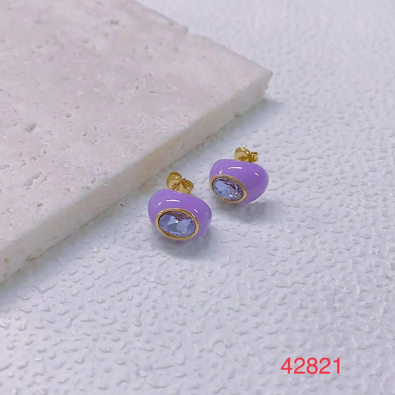 CARLIDANA High Quality Gold Plated Waterdrop Enamel Stud Earrings Jewelry Bridal Wedding Zircon Stone Earrings For Women