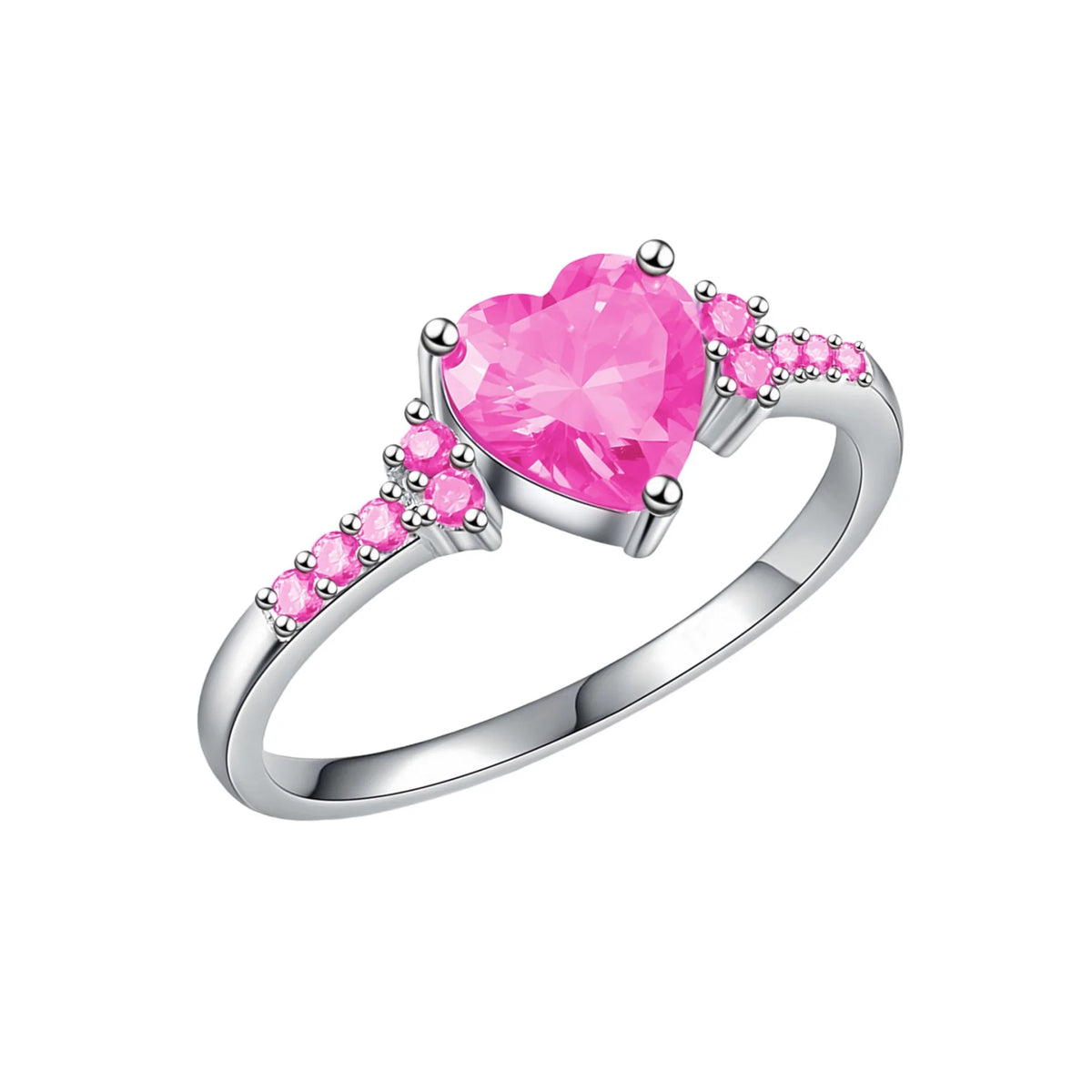 New 925 Sterling Silver Ring Heart 5A Zircon Shines Simplicity Fashion Exquisite For women Jewelry Wedding White gold plated