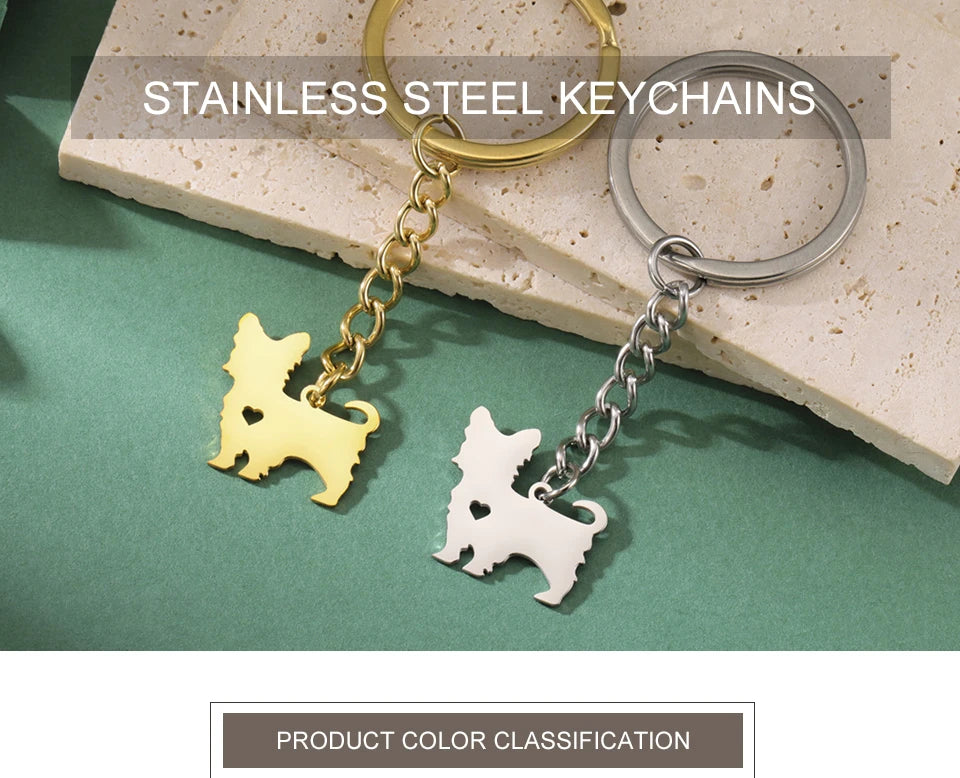 Cute Dog Samoye Keychain for Women Men Stainless Steel Dachshund Puppy Animal Lovers Key Ring for Car Backpack  Jewelry Gifts