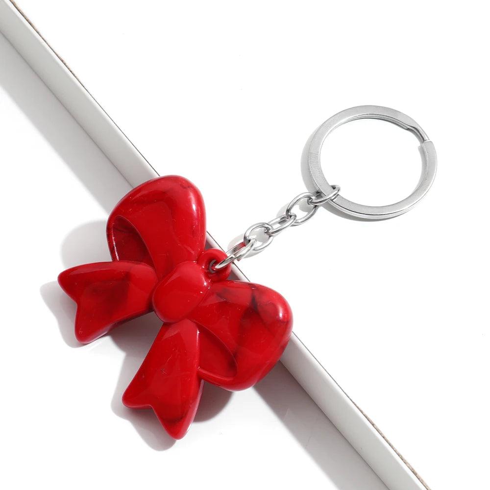 Trend Acrylic Colorful 3D Bowknot Keychains for Women Y2K Key Chain Bag Car Phone Pendant Accessories Gifts