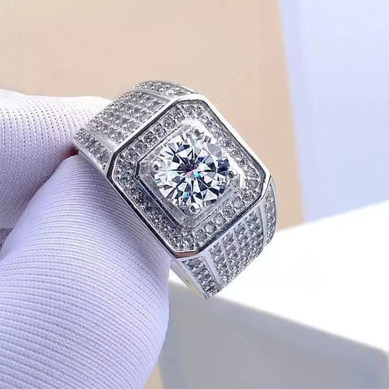 Original 2CT 925 Sterling Silver RingShining Adjustable Simplicity Fashion Exquisite For women Jewelry Wedding Plated 18K Gold