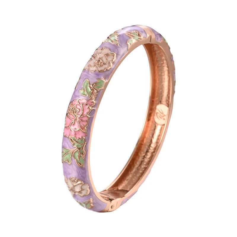 UJOY Enameled Bracelets For Women Chinese Flower Women Bangles Indian Viking Bracelet On Hand African Jewelry Dubai Women's Gift