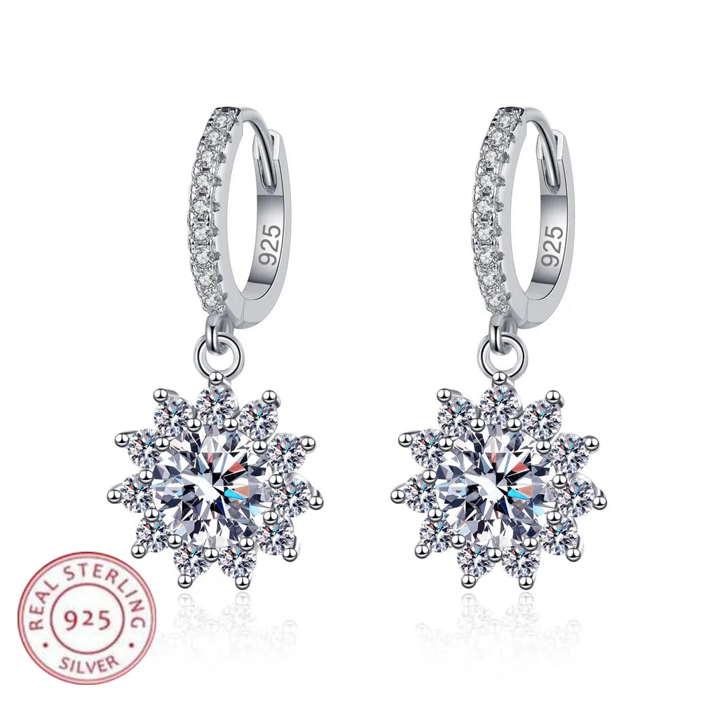 925 Sterling Silver Earrings High quality Luxury Sparkly zircon for Women Fashion Jewelry Gifts Wedding Engagement Party cute