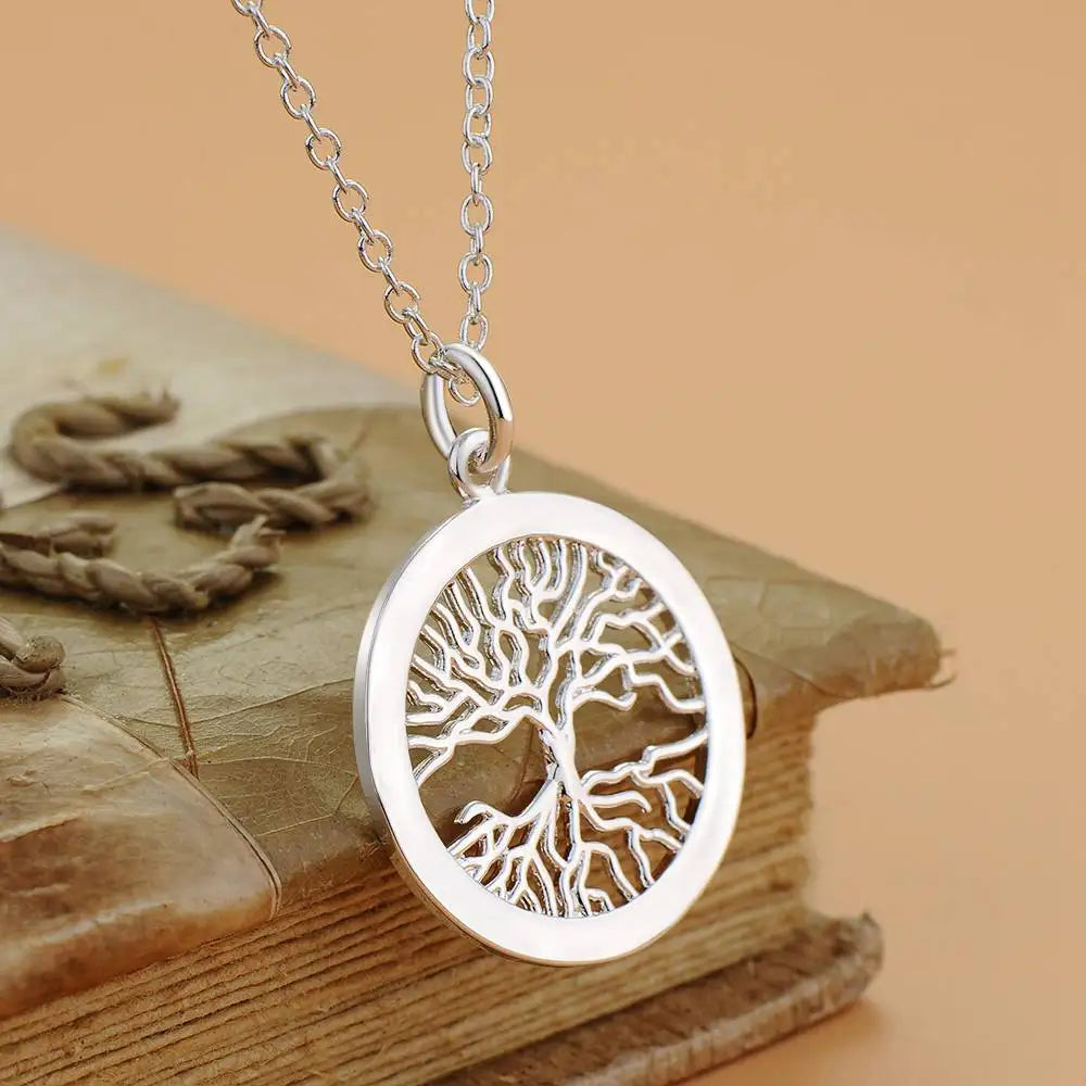 Hot 925 Sterling Silver Necklace Pendant Tree High Quality For Women Wedding Engagement Fashion Jewelry Gifts