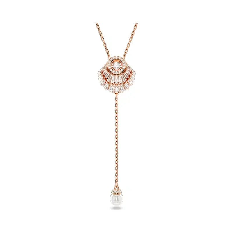 2026 New High-Quality Sparkling Crystal Seashell Seahorse Heart Cross Feather Elegant Necklace Collarbone Chain Valentine's Day