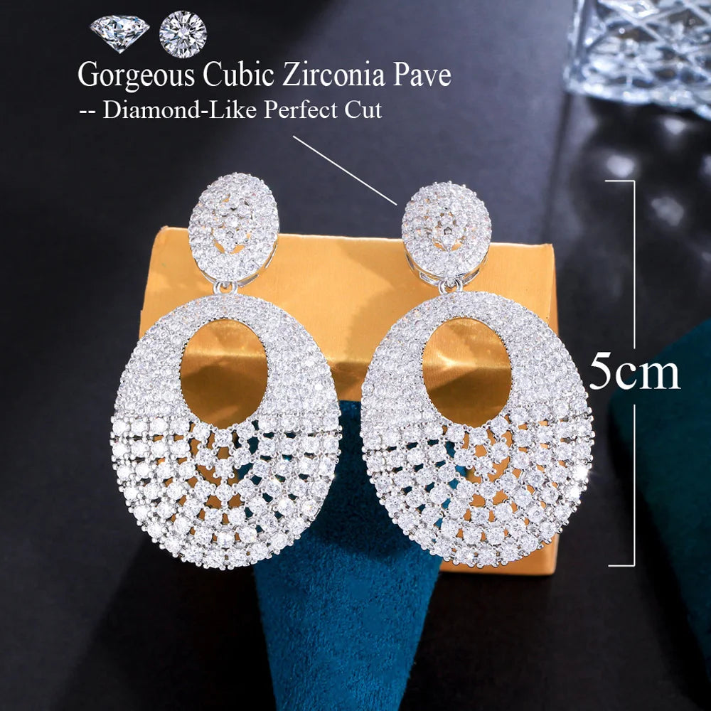 ThreeGraces Gorgeous Shiny White Zirconia Bridal Wedding Elegant Long Big Drop Earrings for Women Fashion Party Jewelry E1135