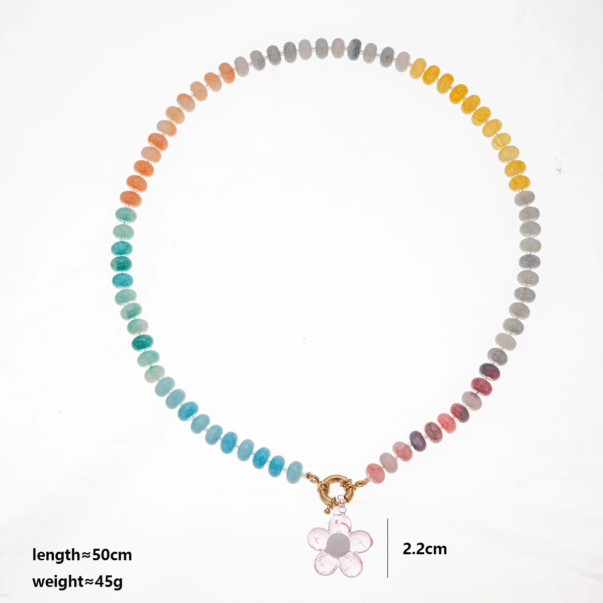 2026 Handmade Acrylic Rainbow Flower Colorful Beaded Necklace Summer Beach Dopamine Necklace Gift