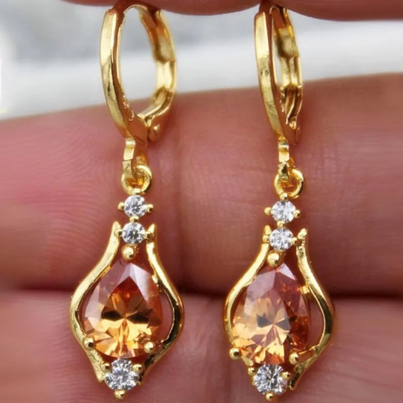 Light Luxury Temperament Accessories Earrings Multi-color Drop-shaped Zircon Earrings for Female Women Party Elegant Jewelry