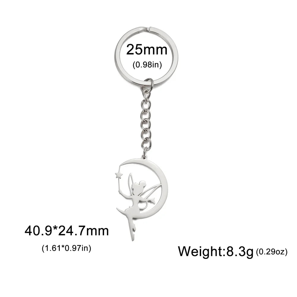 My Shape Fairy Keychain Creative Fantasy Elf Key Ring for Women  Stainless Steel Bag Car Keychain Fashion Jewelry Wholesale