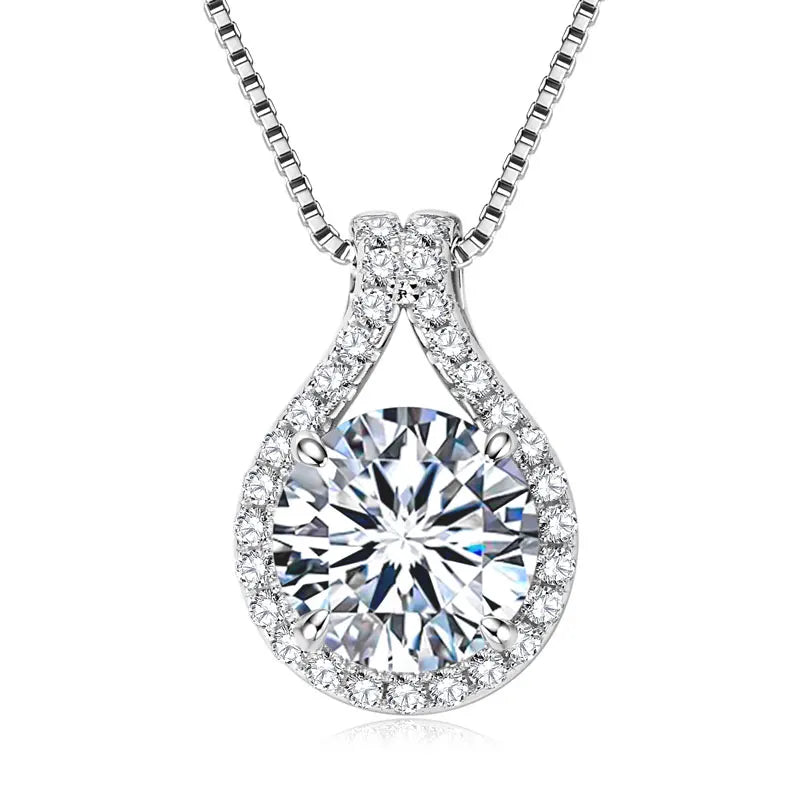 OXTAO Women's Real 925 Sterling Silver Water Drop Pendant 6.5mm 8mm 9mm D Color Moissanite Classic Necklaces Luxury Jewelry Gift