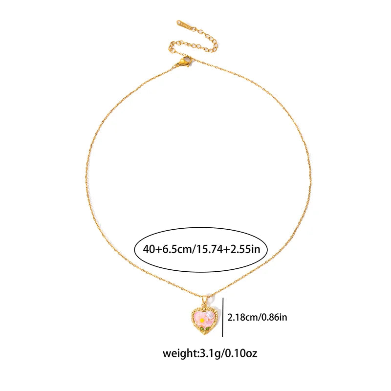 ANENJERY 316L Stainless Steel Irregular Pendant Flower Butterfly Heart Necklace For Women Romantic Niche Jewelry Gifts Wholesale