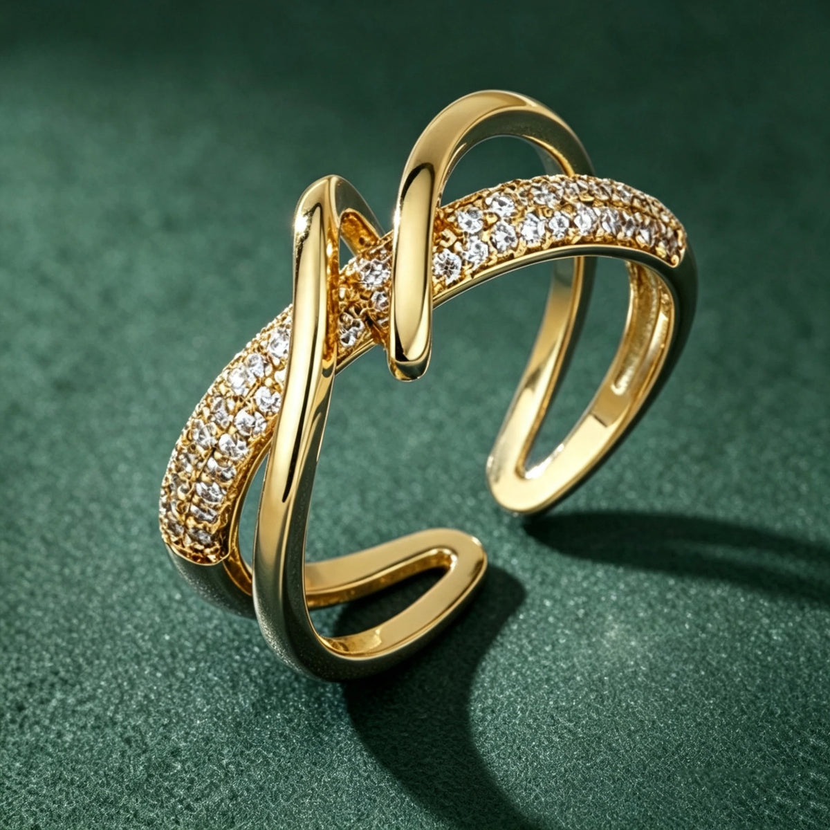 Charm Female White Zircon Stone Irregular Adjustable Open Ring Gold Silver Color Cute Gift  Wedding Jewelry For Women