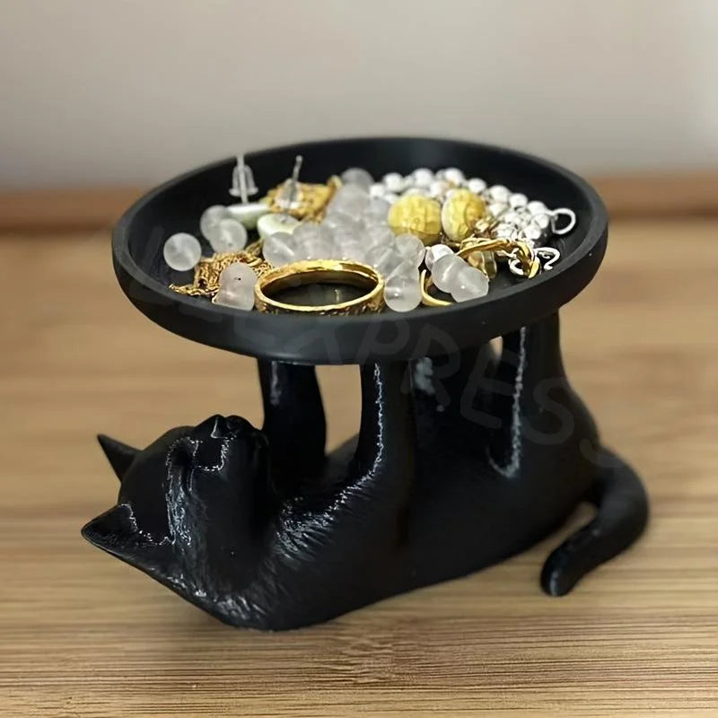 Playful And Cute Cat Design, Novel Style, Ideal For Desktop Organization 3D Printed Fun Cat Jewelry Tray