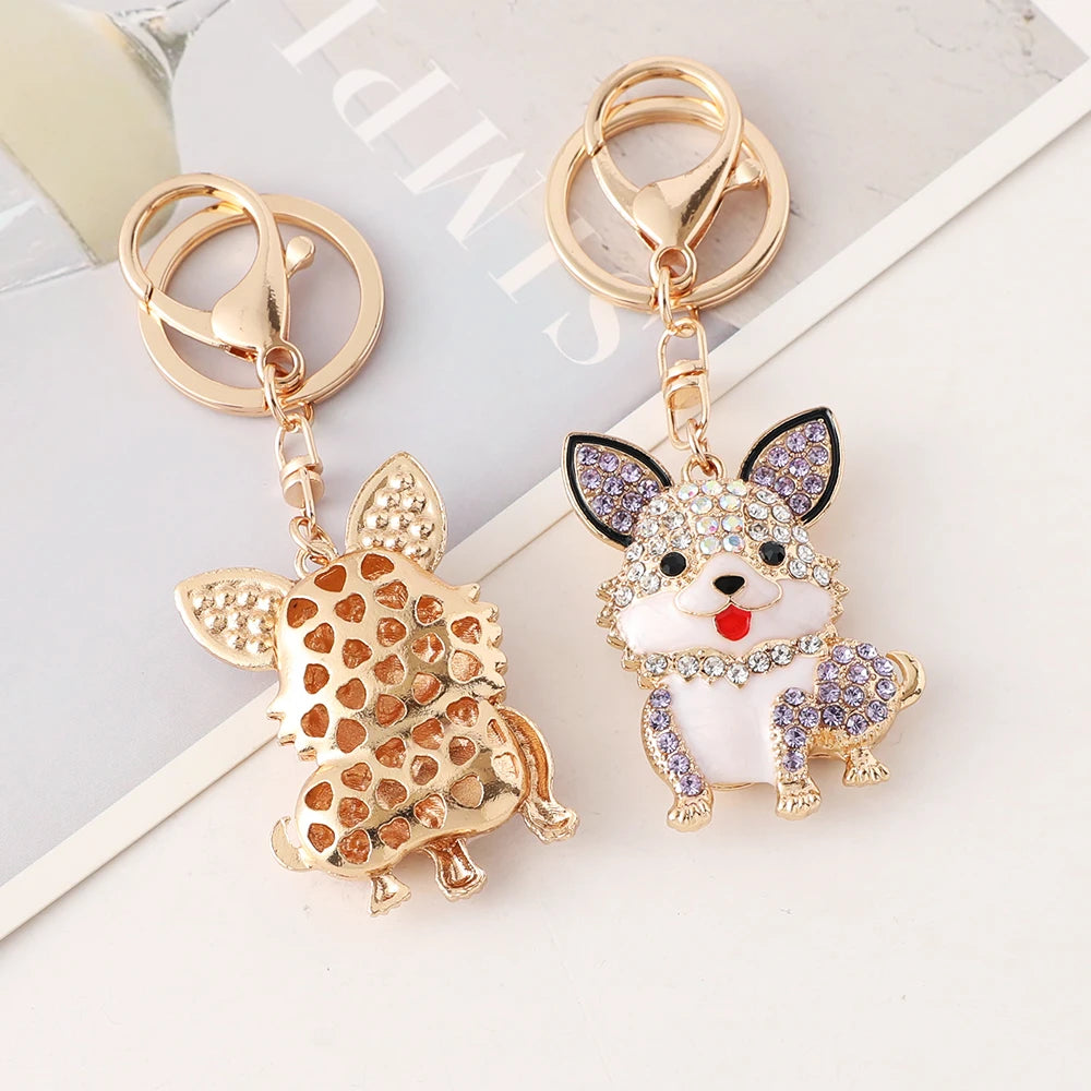 Corgi Key Chain Women's Handbag Pendant Car Key Ring Souvenir Gifts for Family and Friends Animal Cartoon Dog