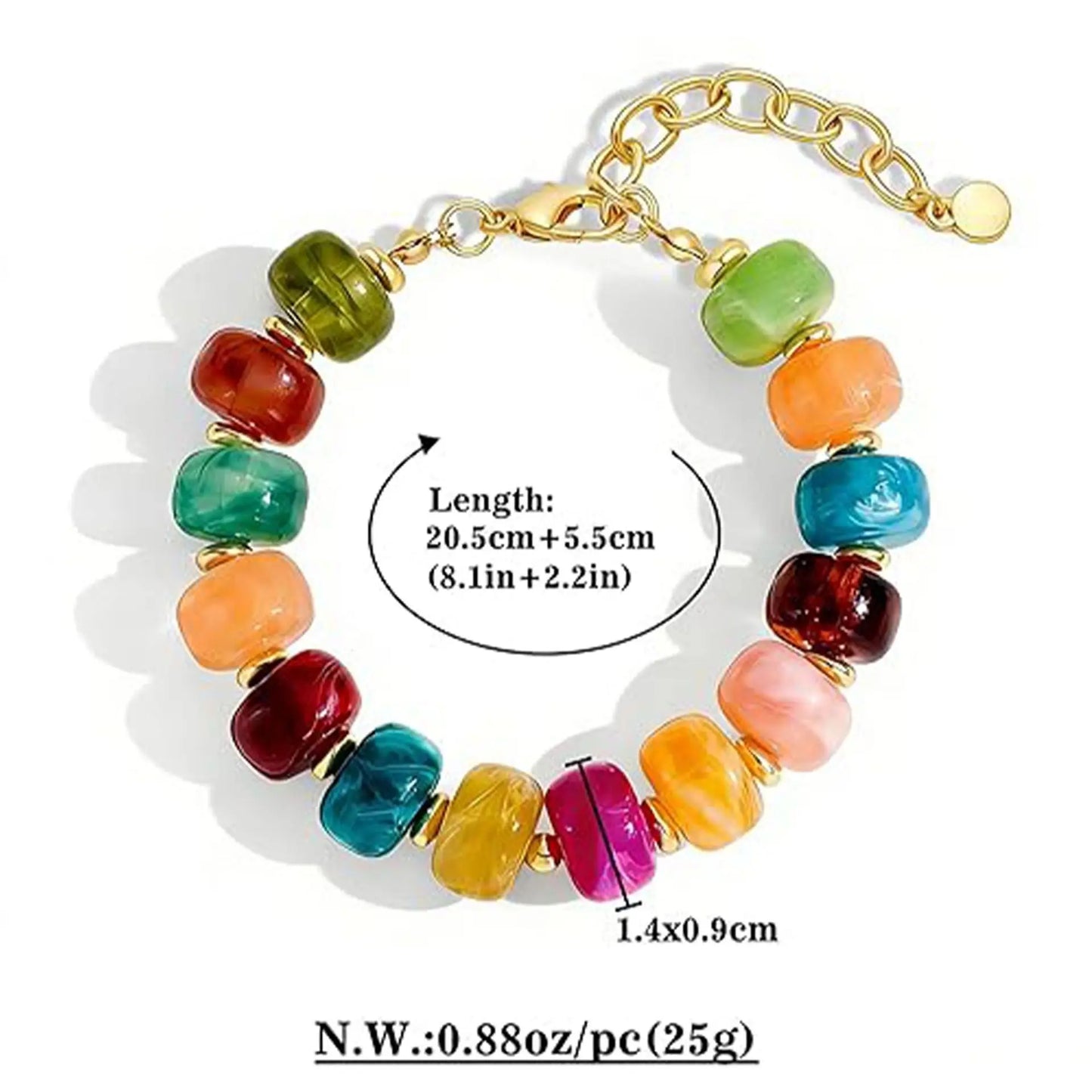 Boho Colorful Geometric Beads Elastic Bracelets for Women Fashion Acrylic Flat Round Bead Bracelet Beach Jewelry Gifts