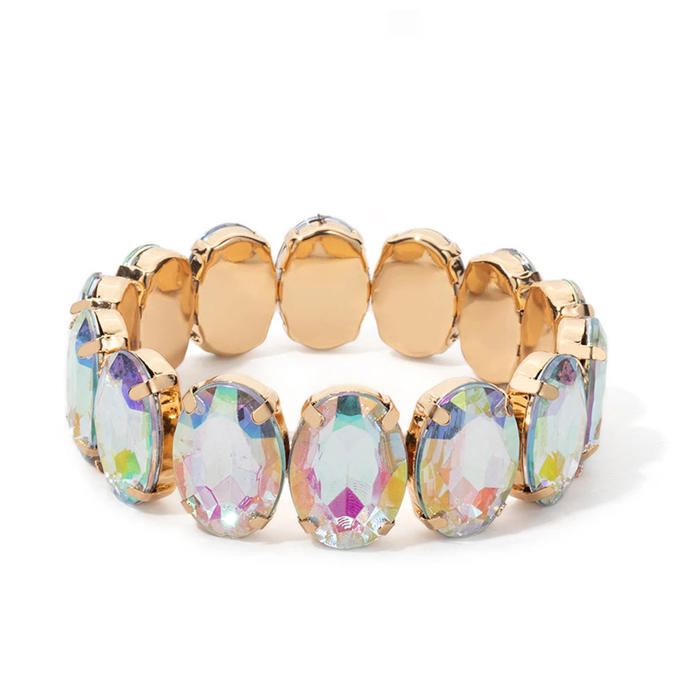 BEUTIFOR New Arrival 18mm Colorful Rhinestone Drop Bracelet for Women Gold Color Copper Prong Setting Crystal Jewelry