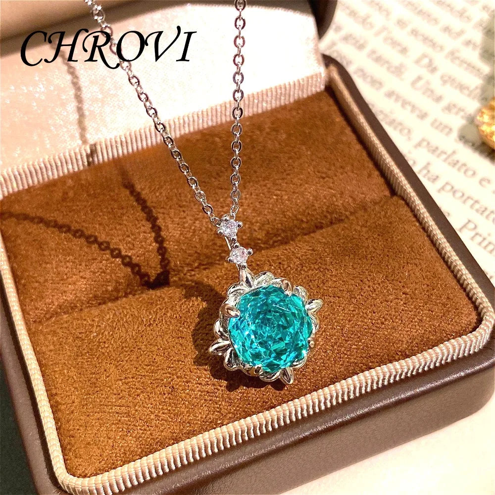 Exquisite 95 sterling silver millennium rose with brilliant coloured gemstone necklace, rose flower clavicle chain
