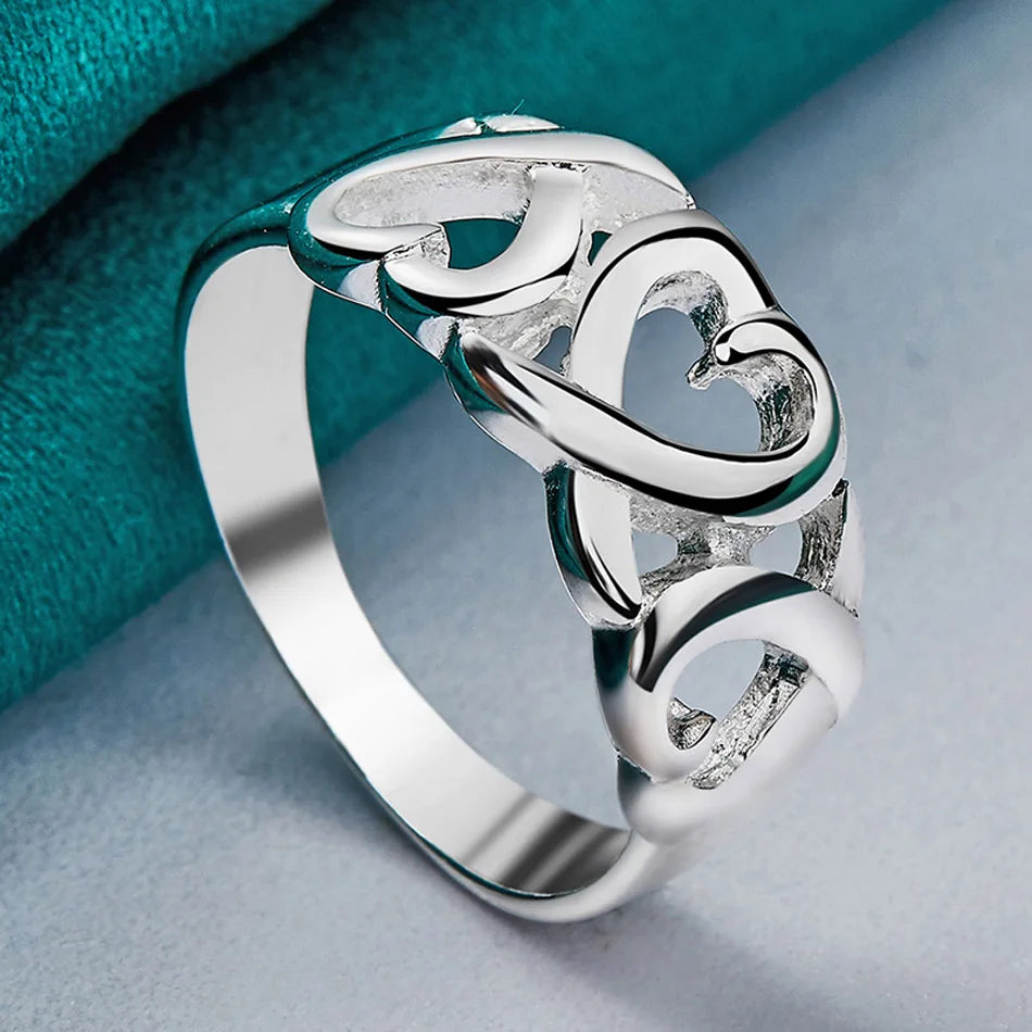 URMYLADY 925 Sterling Silver Love Heart 6-10# Ring For Women Wedding Party Fashion Charm Jewelry