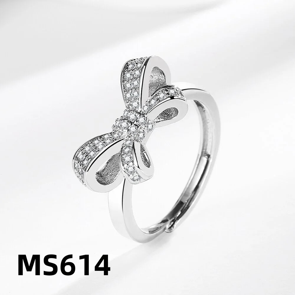 925 Sterling Silver Ring Inlaid With AAAAA Zircon Bow Fashionable Ladies Luxury Elegant Birthday Party Wedding Jewelry Ring Gift
