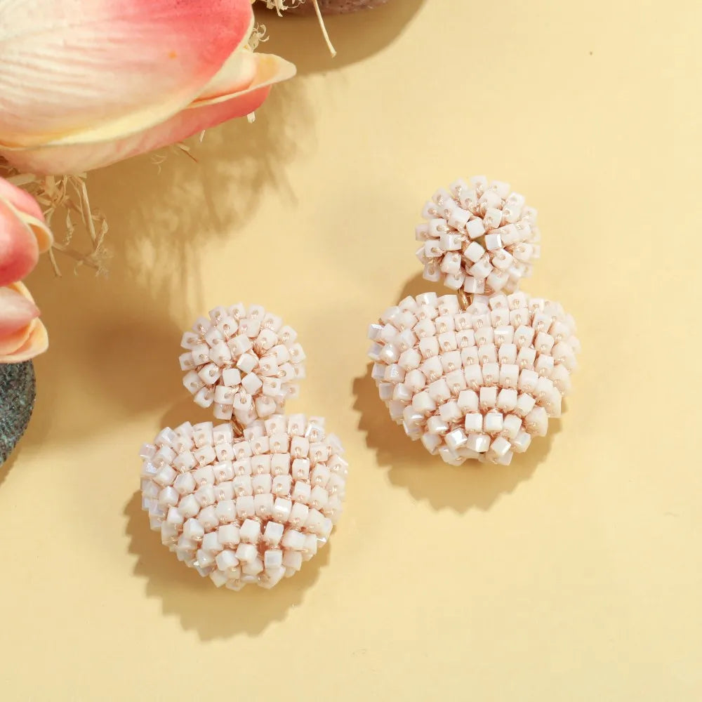 Badu Heart Shape Drop Earrings For Women Handmade Colorful Crystal Beads Big Statement Earrings Summer Party Jewelry Gifts