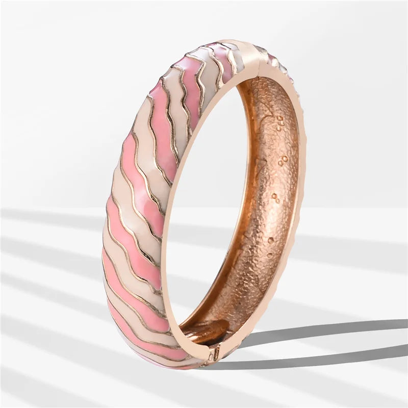 Cloisonne Bracelets For Women Striped Bracelet On Hand Enamel Jewelry Bangle For Women Female Birthday Mother's Day Gift Wife