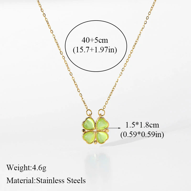 EILIECK 316L Stainless Steel Heart Love Pearl Pendant Necklace For Women Fashion Multilayer Neck Chain Jewelry Gift Collier