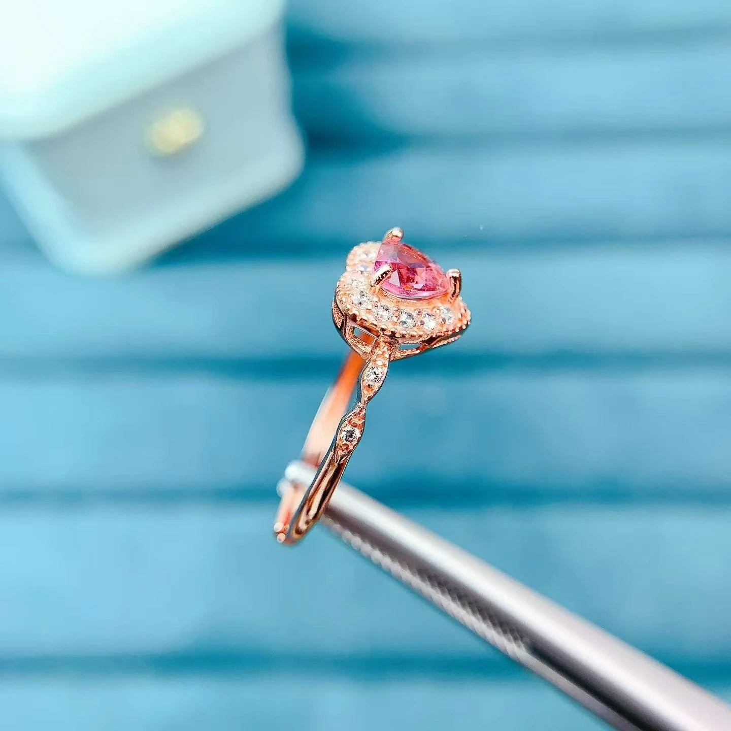 Luxury Multicolor Tourmaline Silver Ring  8 Pieces 3mm*4mm Natural Tourmaline Jewelry with Certificate October Birthstone Ring