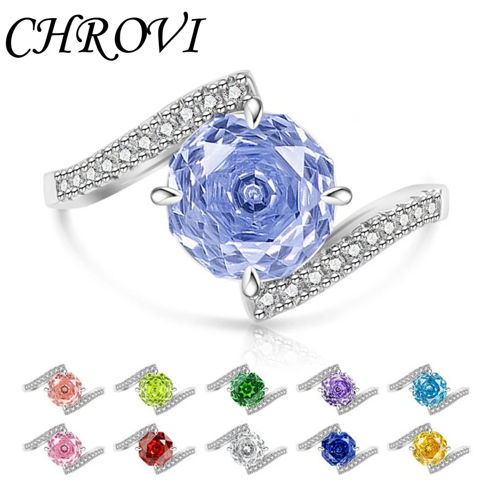 Luxury-Style 925 Sterling Silver Gemstone Rose Cut Ring for Women - Super Sparkling High-Carbon Diamond Finger Ring