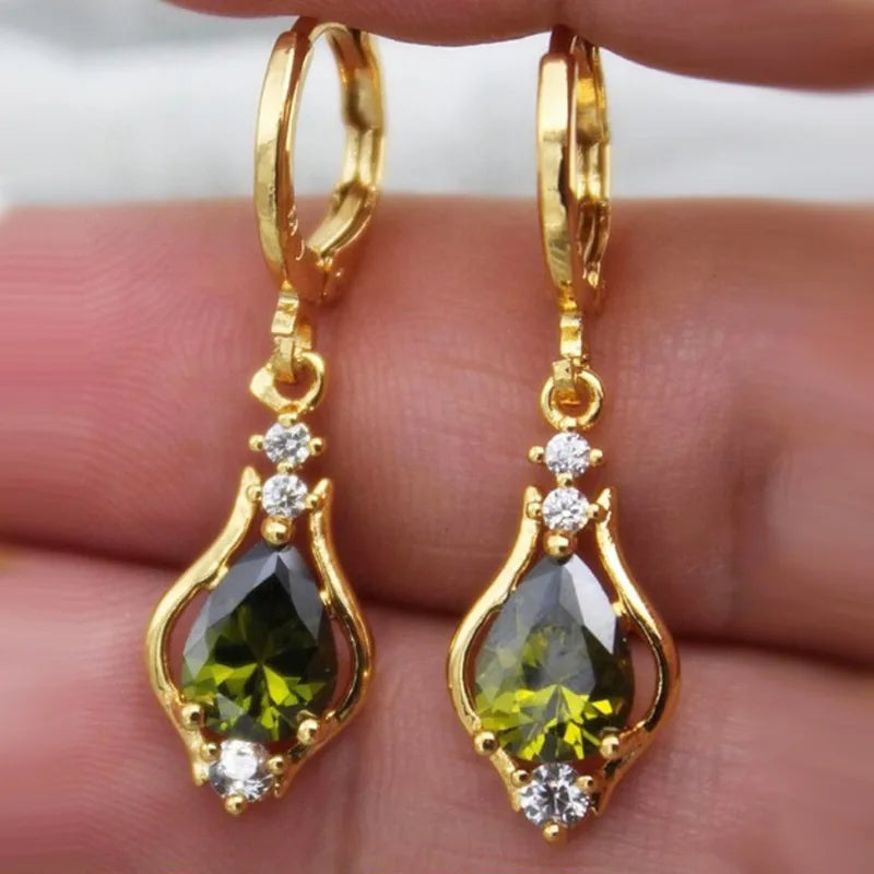 Light Luxury Temperament Accessories Earrings Multi-color Drop-shaped Zircon Earrings for Female Women Party Elegant Jewelry