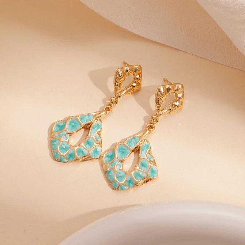 ANENJERY 316L Stainless Steel Hollow Irregular Geometry Earrings For Women Bohemia Personality Fashion Jewelry Gifts Wholesale