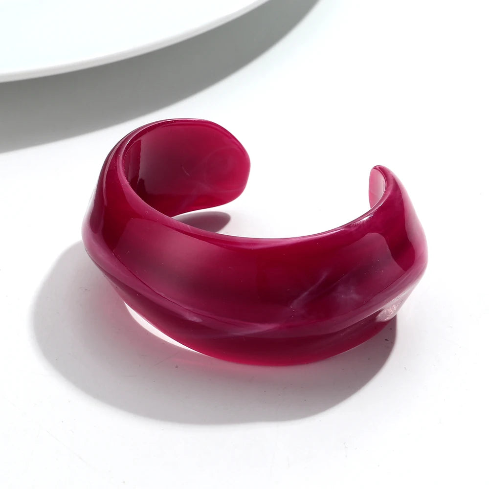 Trendy Resin Purple Wide Geometric Chunky Bangles for Women Fashion Acrylic Beaded Bangle Bracelets Party Jewelry Gifts