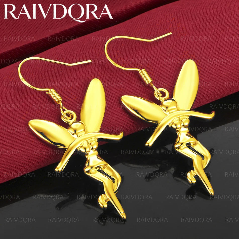 18K Gold Plated Earrings Angel Drop Earrings For Women Fashion Jewelry Classic Simple Party Accessories Gifts