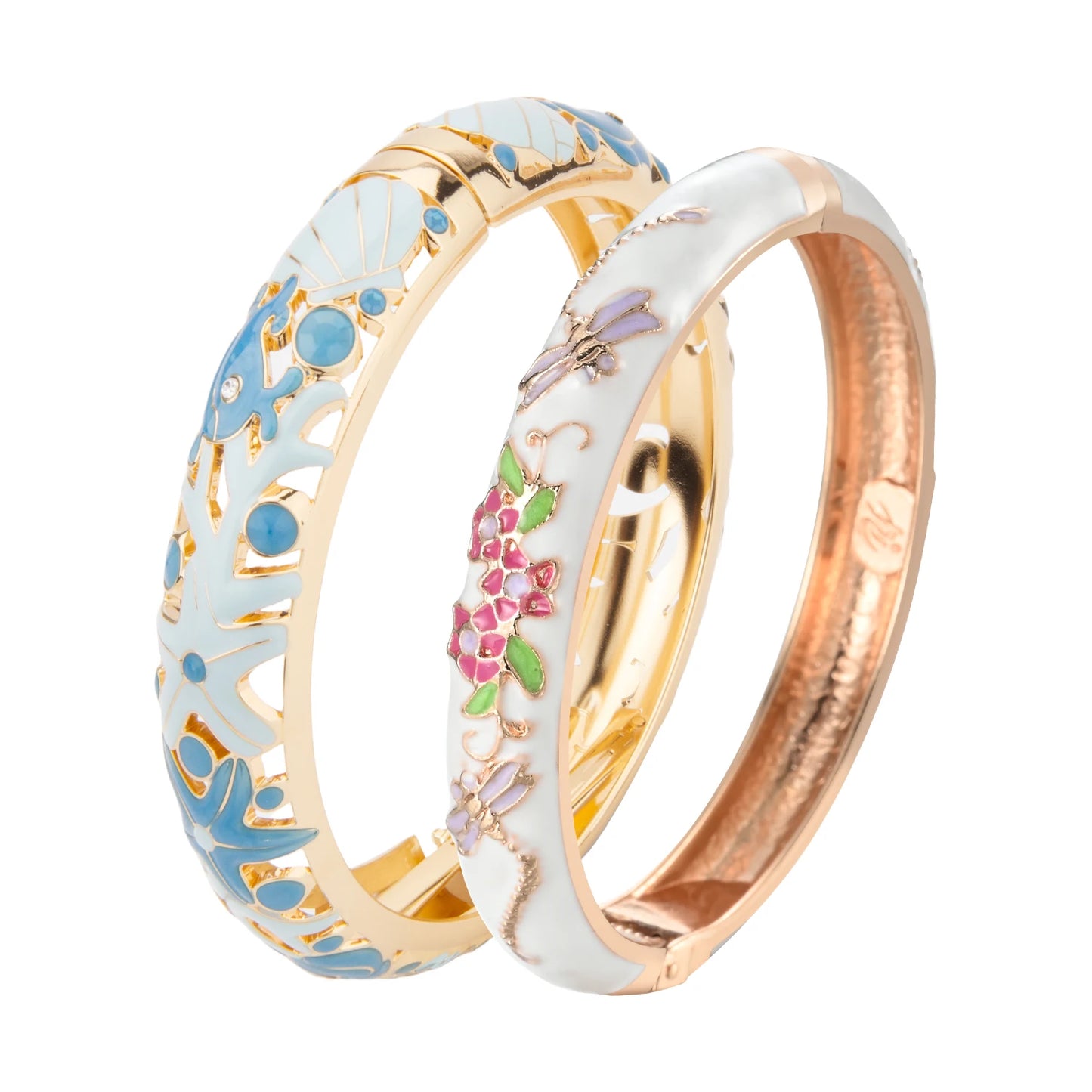 1/2PC Bangle For Women Double Enamel Bangle Set Cloisonne Bracelet On Hand Indian Style Dubai Women's Jewelry Accessories Trendy