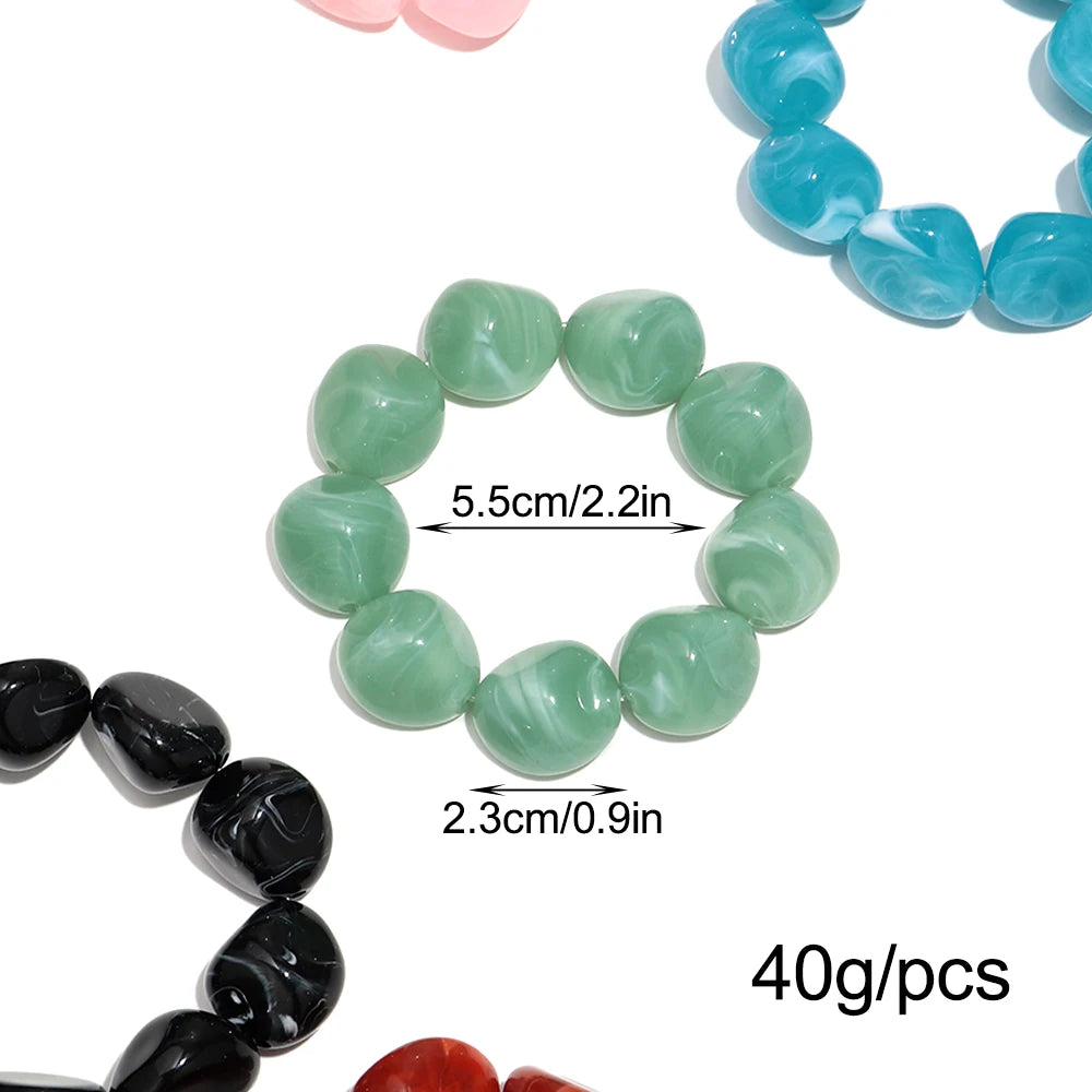 Boho Colorful Irregular Stone-shaped Beads Stretch Bangle Bracelets New Resin Geometric Beaded Bracelet 2026 Trendy Jewelry