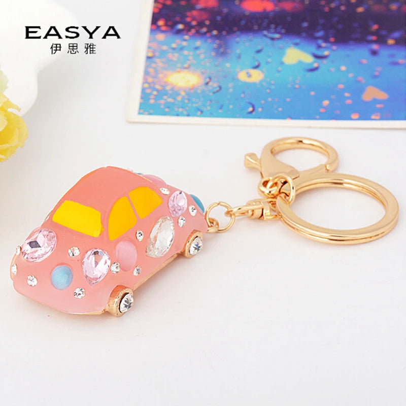 New Fashion Car Motorcycle Rhinestone Crystal Keychain Metal Alloy Key Chains Holder Handbag Car Keyrings Keychains For Women Me